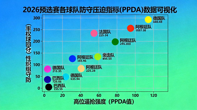 防守压迫指标(PPDA)数据可视化，显示各球队在2026预选赛中的高位逼抢强度与防守组织性