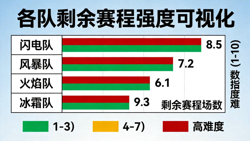 赛程难度指数可视化，展示各队剩余赛程强度