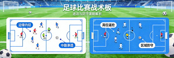 足球比赛战术板展示进攻与防守策略